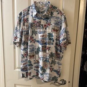 Reyn Spooner White and Blue Casual Button Down Shirt